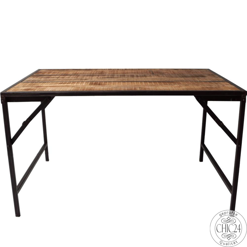 Antiker Tisch mit Holzplatte dunkelblau