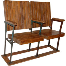Originale Kinobank aus Holz mit 2 Sitzen