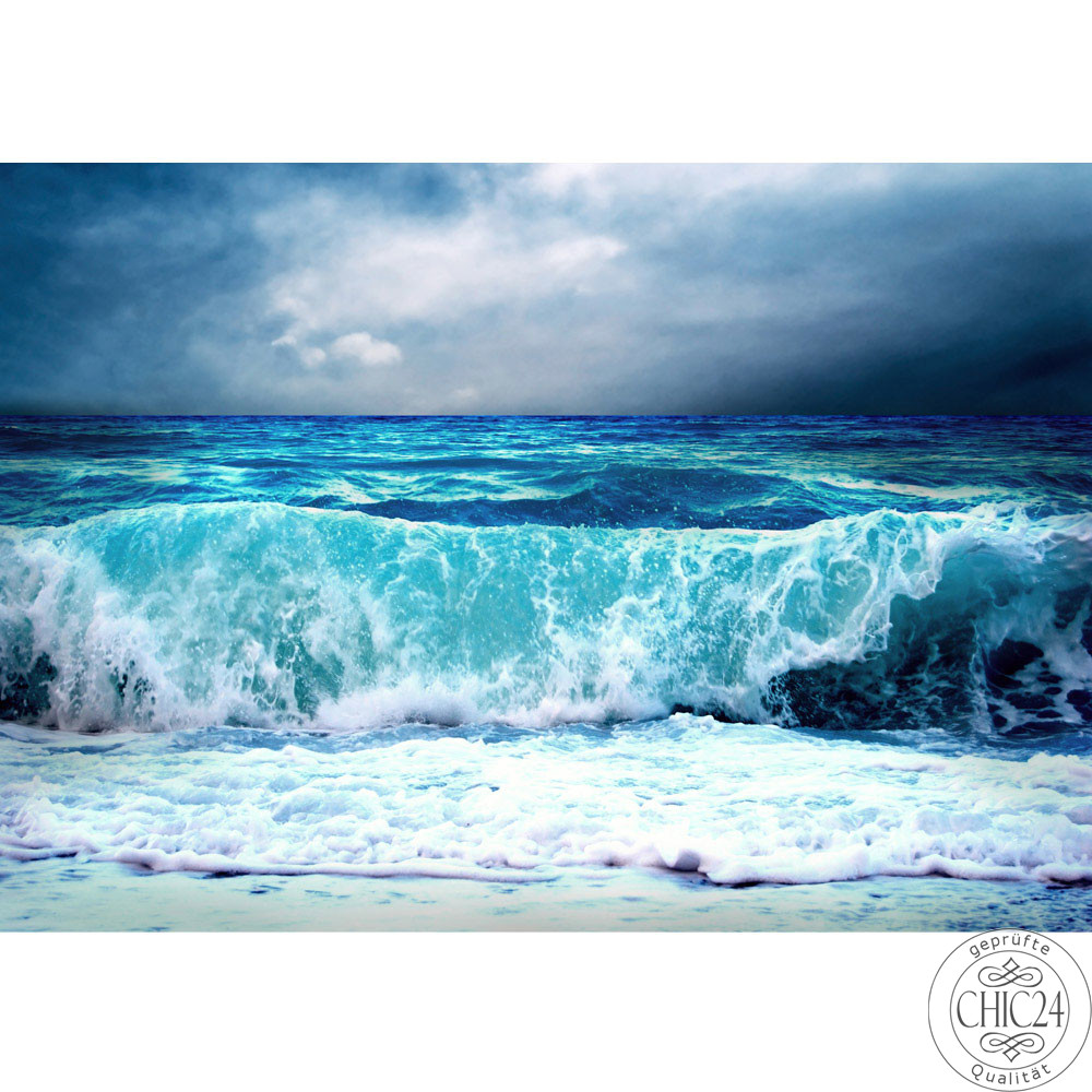 Vlies Fototapete no. 100 | Blue Seascape Meer Tapete Ozean Meer Wasser See Welle Sturm Blau Trkis blau
