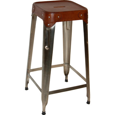 Barhocker mit Ledersitz   Gestell gl�nzend