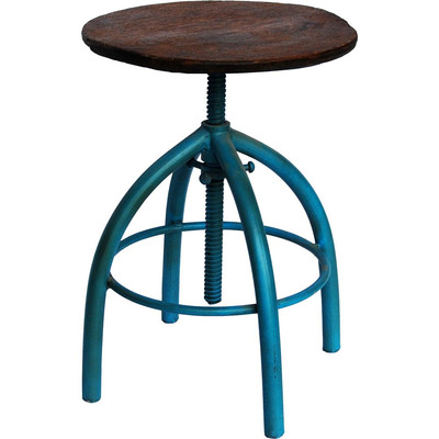 Drehhocker mit Holzsitz blau