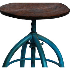 Drehhocker mit Holzsitz blau