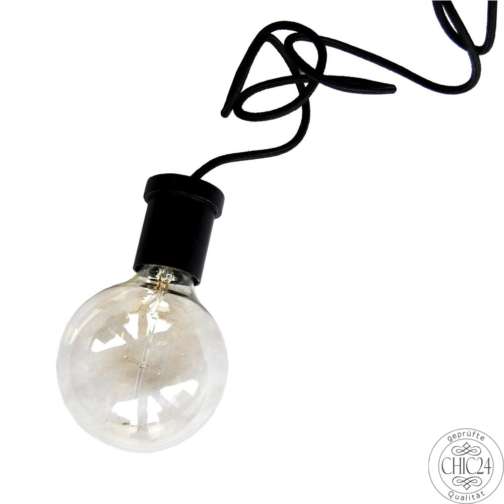 Lampenfassung im Industriestil glänzend aus Eisen schwarz - Vintage M