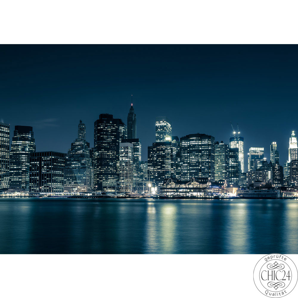 Vlies Fototapete no. 22 | New York Blue Night Skyline USA Tapete New York City USA Amerika Empire State Building Big Apple blau