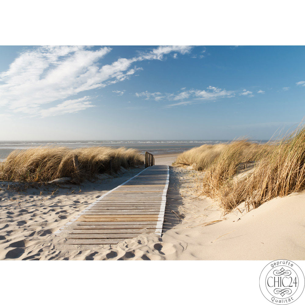 Vlies Fototapete no. 38 | North Sea Dunes Strand Tapete Strand Meer Nordsee Ostsee Beach Wasser Blau Himmel Sonne Sommer blau