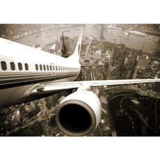 Vlies Fototapete no. 48 | Skyline Fligt USA Tapete Skyline Flugzeug Urlaub braun sephia schwarz - wei