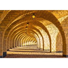 Vlies Fototapete no. 66 | Arched Stone Colonnades Architektur Tapete 3D Perspektive Gewlbe Sulen Sandstein Steinwand beige