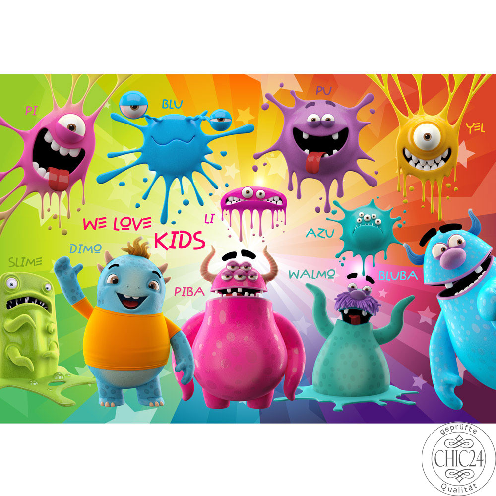 Vlies Fototapete no. 92 | Lovely Monsters Kindertapete Tapete Kinderzimmer Kindertapete Comic Party Knuddel Monster bunt