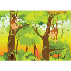 Vlies Fototapete no. 94 | Jungle Animals Monkeys Kindertapete Tapete Kinderzimmer Safari Comic Affen Dschungel ffchen grn