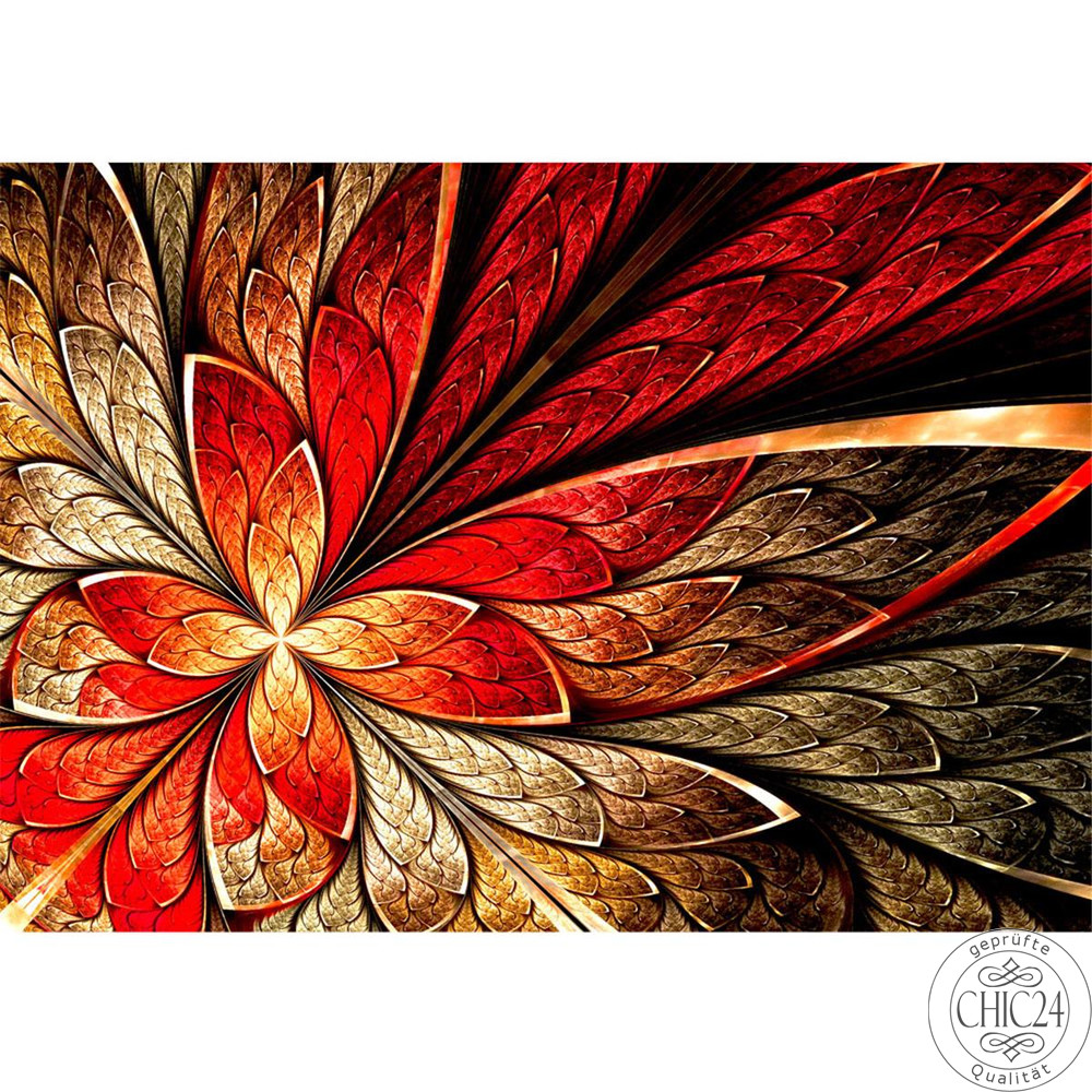 Vlies Fototapete no. 115 | Yellow and Red Floral Ornament Ornamente Tapete abstrakt 3D Wand Rot braun Hintergrund rot