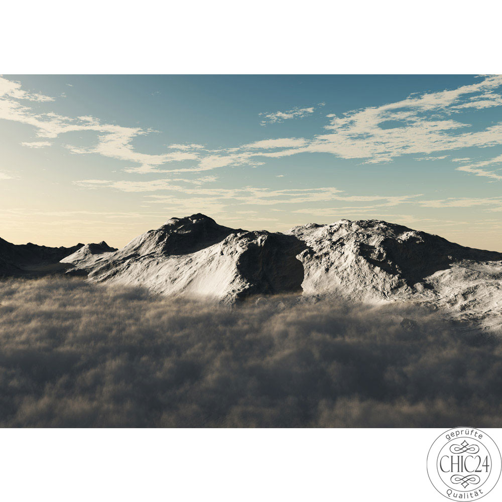 Vlies Fototapete no. 244 | Gebirge Tapete Gebirge Himmel Wolken Sonne anthrazit