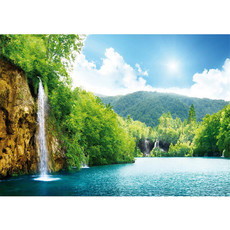 Vlies Fototapete no. 377 | Wasser Tapete Wasserfall Bume Meer Wasser Himmel Sommer Urlaub blau