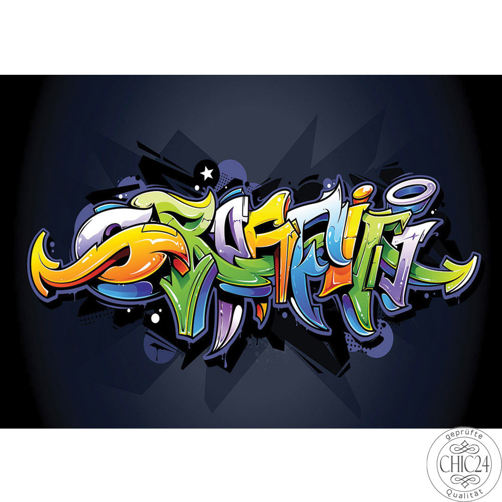 Vlies Fototapete no. 409 | Graffiti Tapete Kindertapete Graffiti Malerei bunt Muster Schrift grn