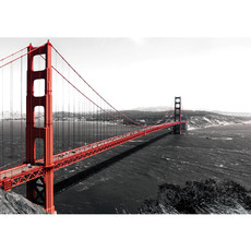 Vlies Fototapete no. 429 | USA Tapete Golden Gate Bridge Wasser USA schwarz-wei. Rot rot