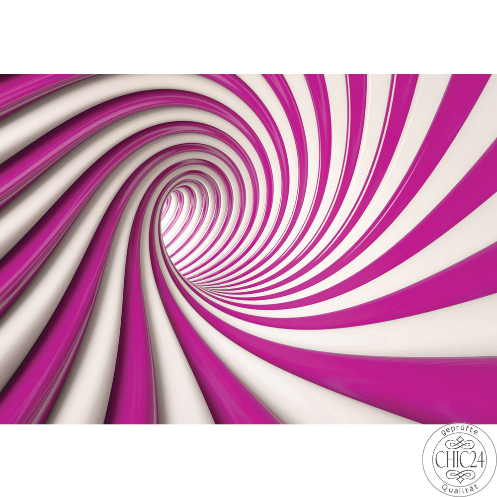 Vlies Fototapete no. 593 | Kunst Tapete Abstrakt Tunnel Streifen Illusionen pink