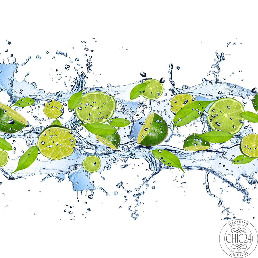 Vlies Fototapete no. 864 | Kulinarisches Tapete Limetten Wasser Bltter Tropfen Obst Frucht grn
