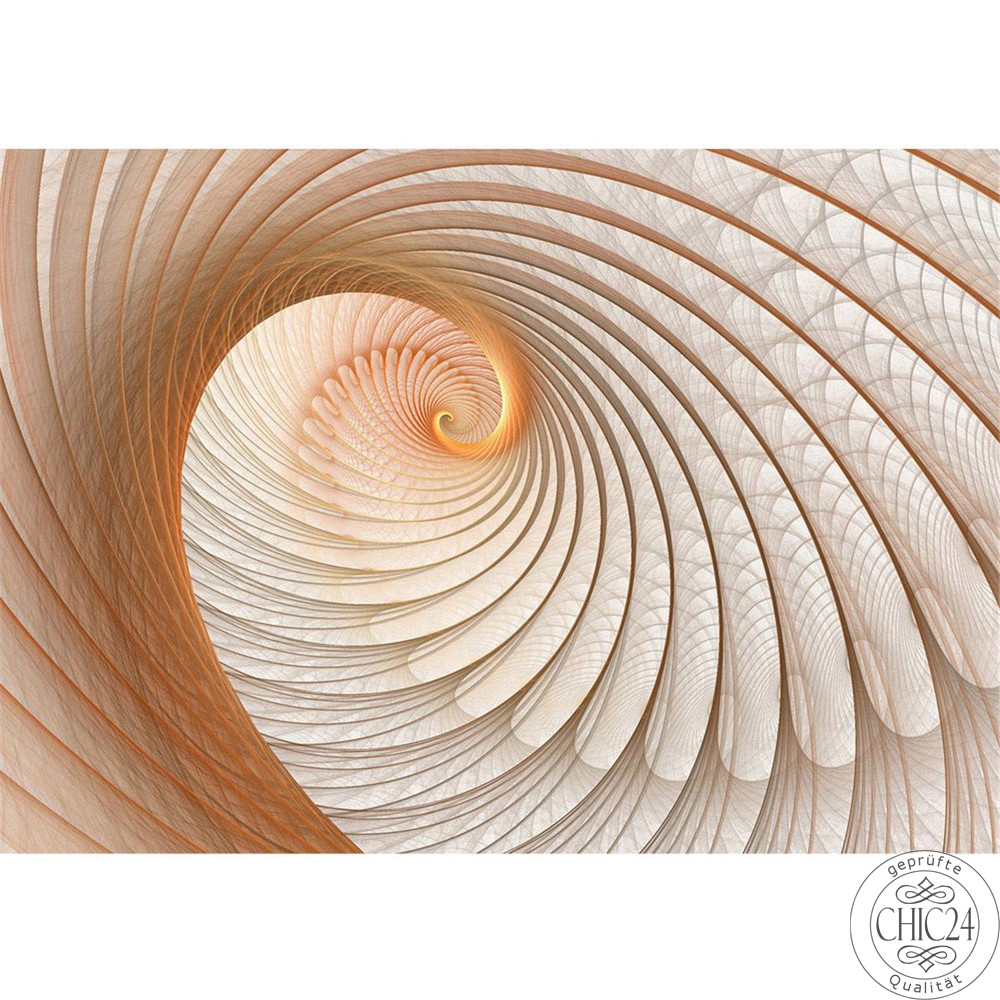Vlies Fototapete no. 904 | 3D Tapete Abstrakt Muschel Geflecht Netz Tunnel Spirale 3D beige