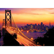 Vlies Fototapete no. 1009 | USA Tapete Brücke Himmel Lightning San Francisco Skyline Nacht Golden Bridge orange