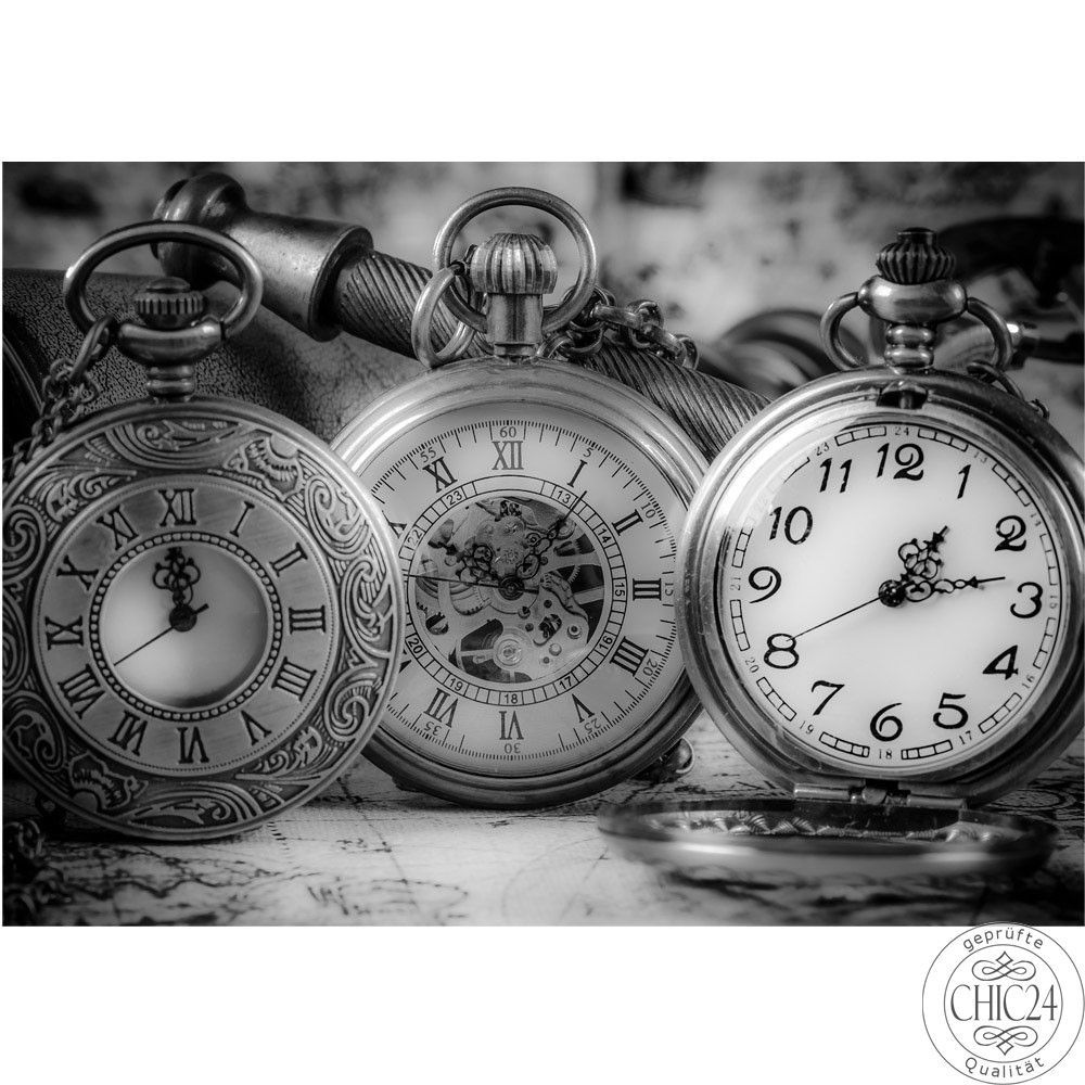 Vlies Fototapete no. 1714 | Sonstiges Tapete Uhren Zeit Taschenuhren schwarz - wei