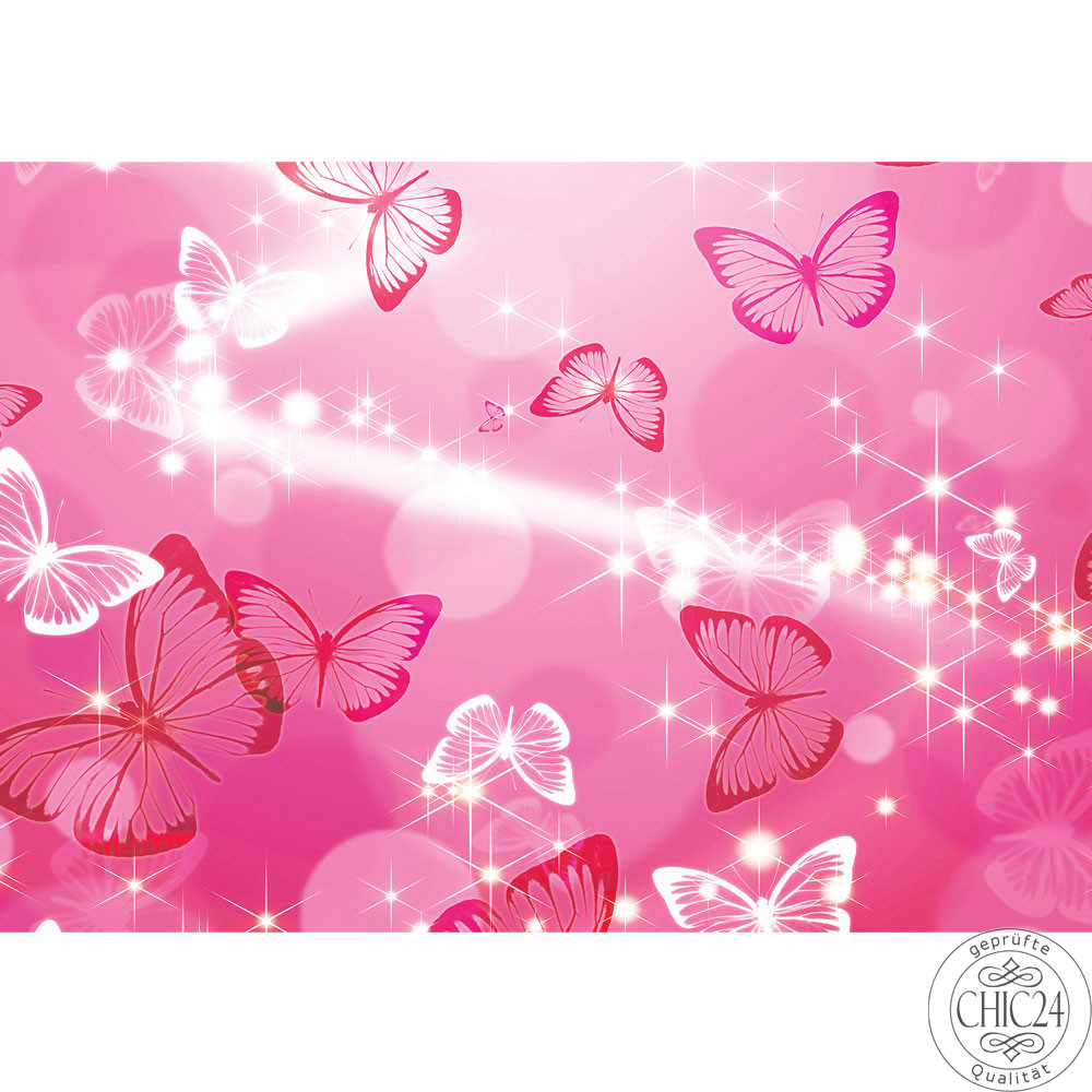 Vlies Fototapete no. 2915 | Kunst Tapete Blasen Sterne Schmetterling Muster rosa