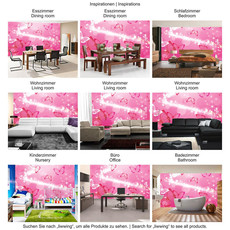 Vlies Fototapete no. 2915 | Kunst Tapete Blasen Sterne Schmetterling Muster rosa