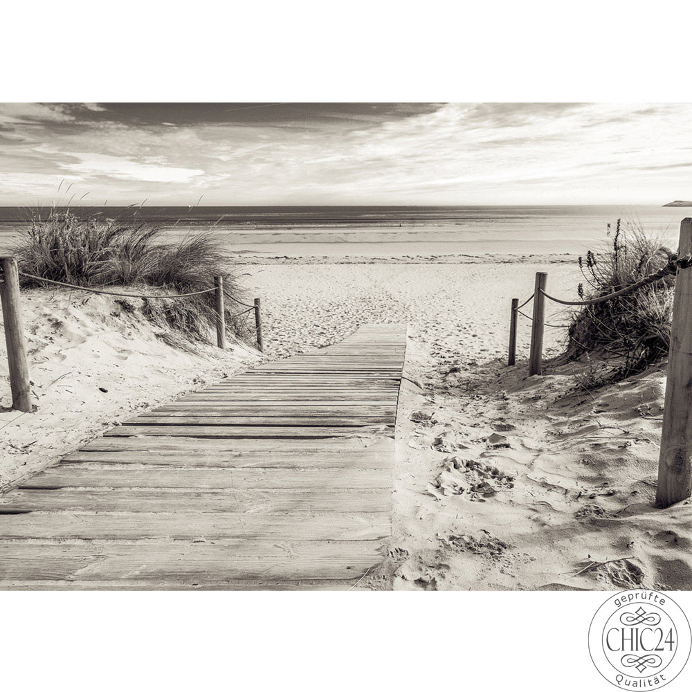 Vlies Fototapete no. 3085 | Strand Tapete Meer Steg Wasser schwarz - weiß