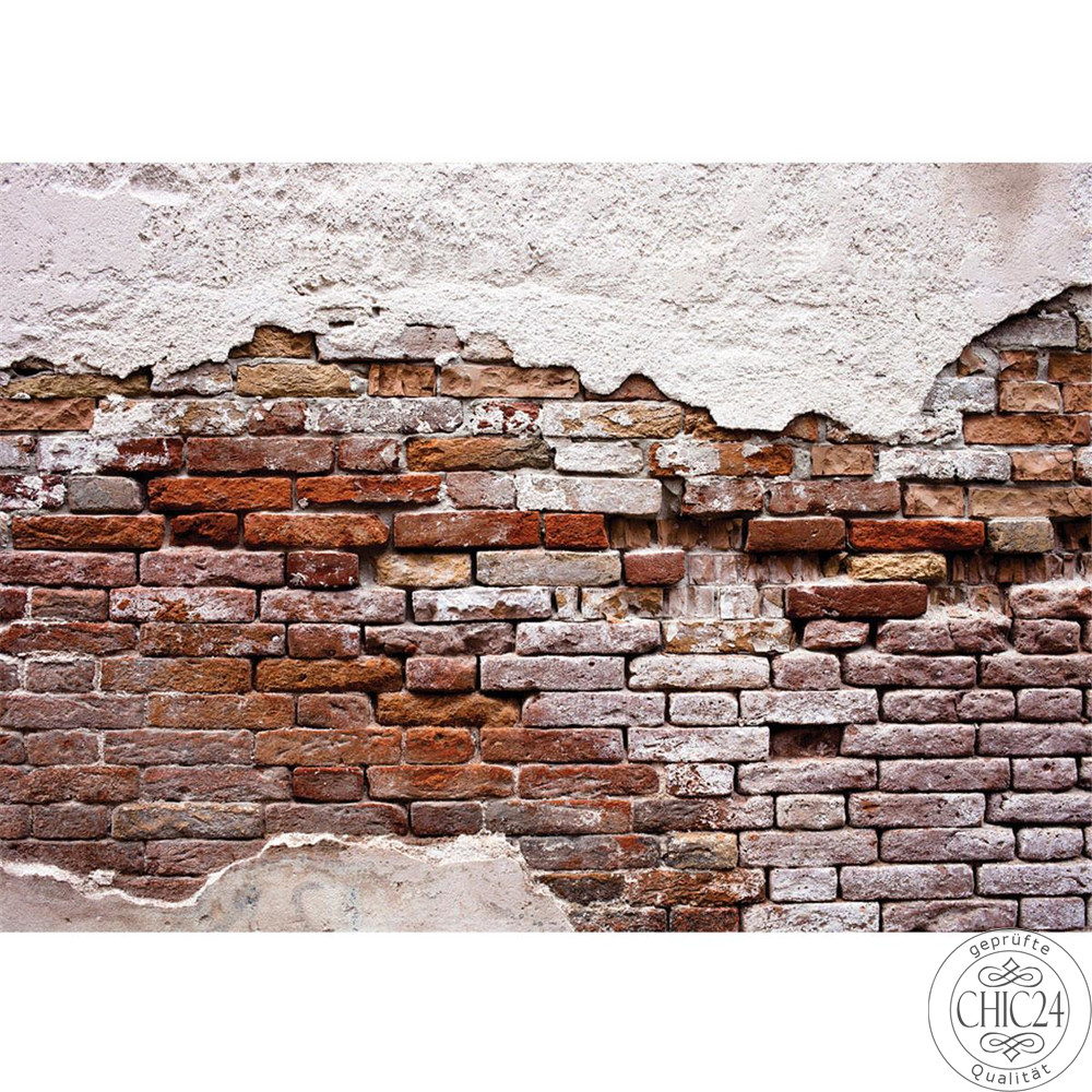 Vlies Fototapete no. 3258 | Steinwand Tapete Backsteinmauer, Putz, rustikal, Vintage rot