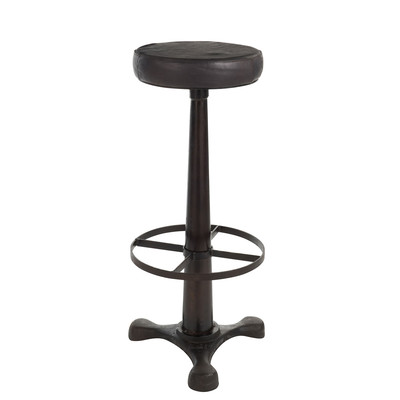 BAR STOOL LEATHER/MET BLACK