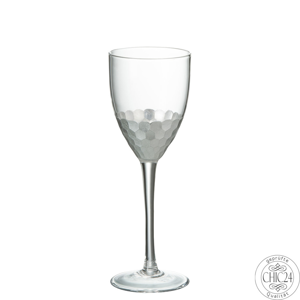 Weinglas Weiss Glas Transparent mit silber (8x8x22cm)