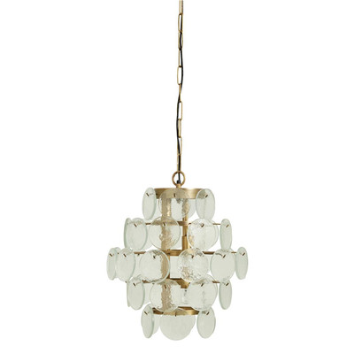 Hanging lamp, clear glass coins, small