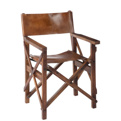Regiestuhl in Leder, faltbar braun