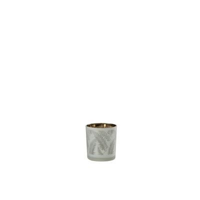 Teelicht BLATT GLAS WEI� GR�N